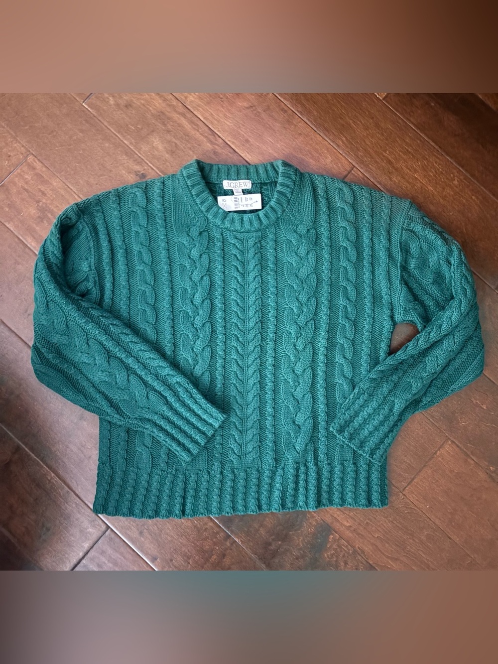 JCREW Cable-knit crewneck sweater in Midnight Foliage.  Size L. NWT. 100% COTTON